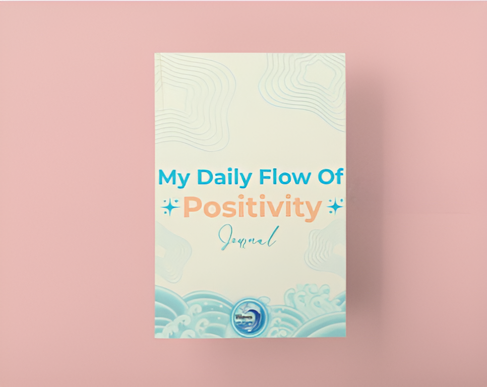Journal titled 'My Daily Flow Of Positivity' on a pink background
