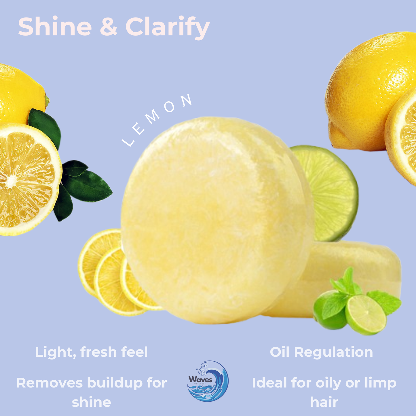 natural shampoo bar, lemon, waves wellness