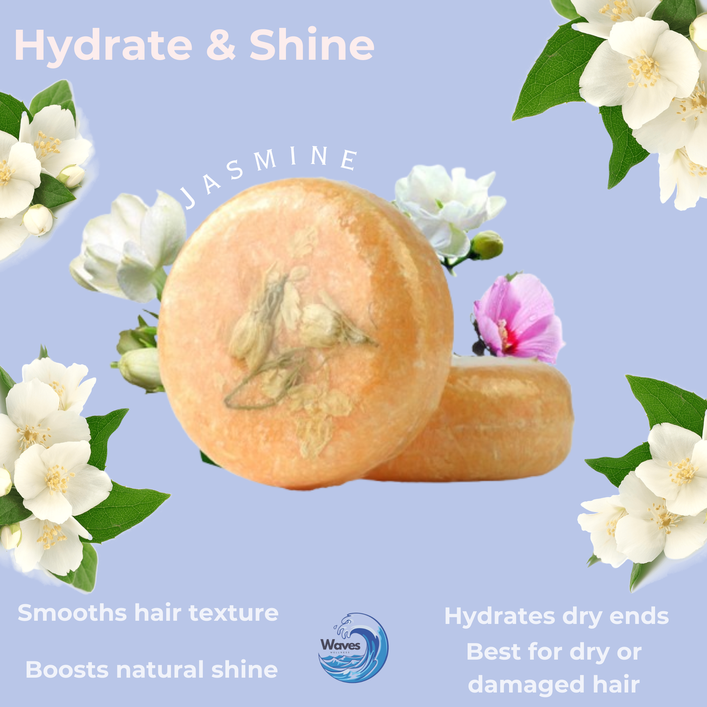 natural shampoo bar, jasmine, waves wellness