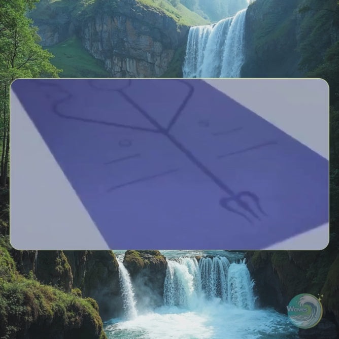 purple alignment yoga mat by waves wellness video on waterfall background