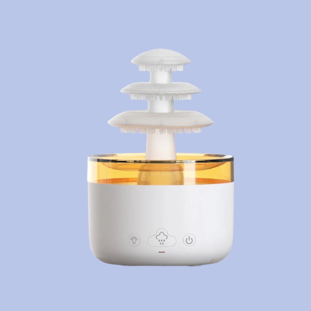 2 - in - 1 Rain Humidifier & Essential Oil Diffuser | LED Light & Rain Noise for Deep Sleep & Relaxation - Waves Wellness