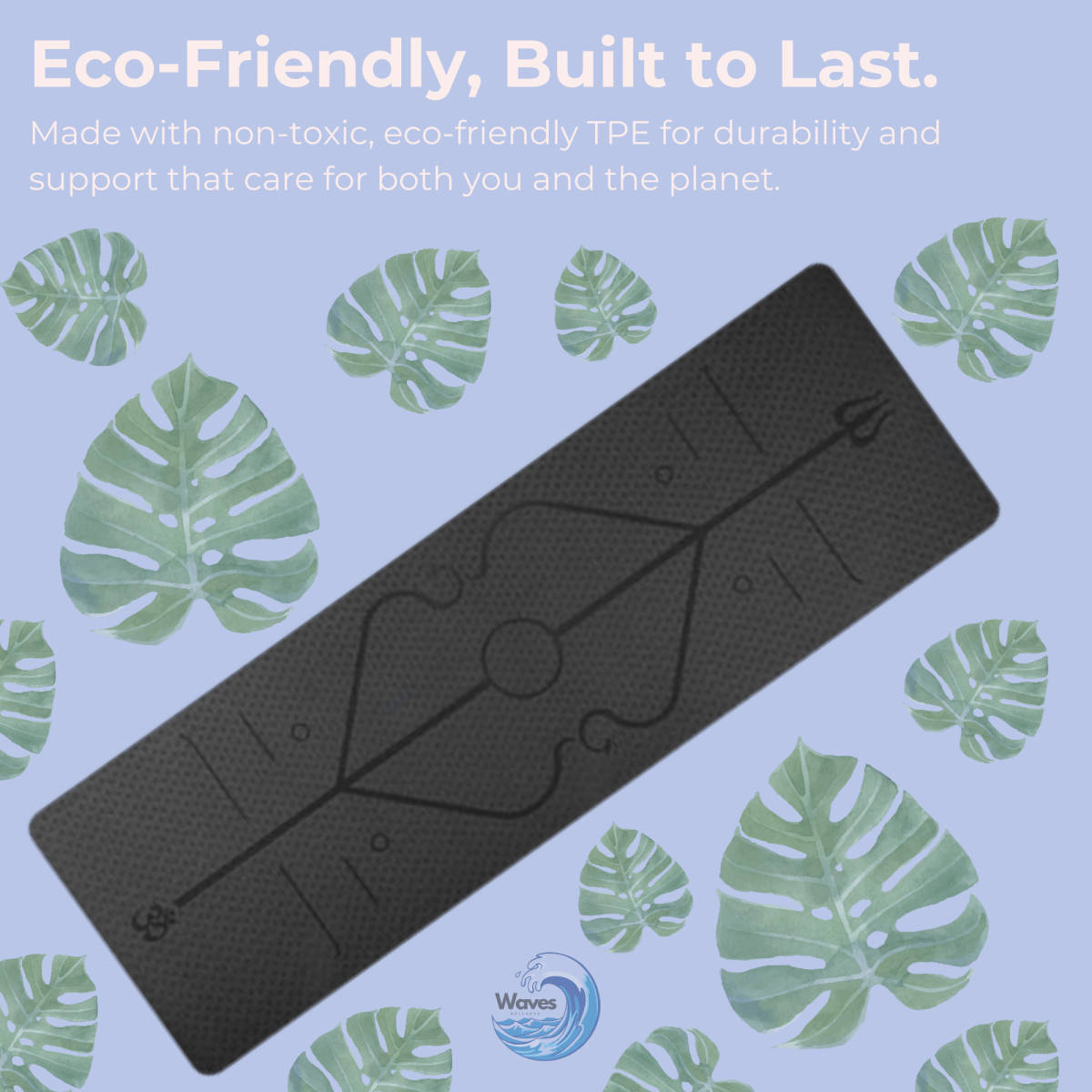 6mm Eco TPE Alignment Yoga Mat With Position Lines - Cushioned Support for All Levels - Waves Wellness