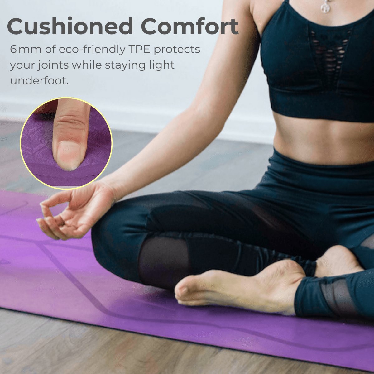 6mm Eco TPE Alignment Yoga Mat With Position Lines - Cushioned Support for All Levels - Waves Wellness