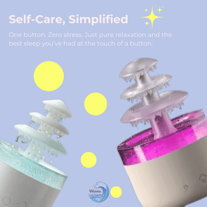 2 - in - 1 Rain Humidifier & Essential Oil Diffuser | LED Light & Rain Noise for Deep Sleep & Relaxation - Waves Wellness